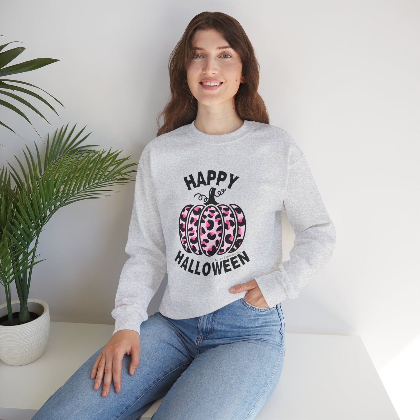 Sassy Pink Pumpkin Patch Unisex Crewneck Sweatshirt