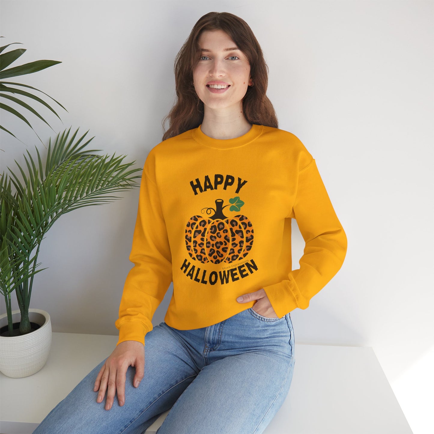 Cheetah Chic Pumpkin Patch Unisex Crewneck Sweatshirt