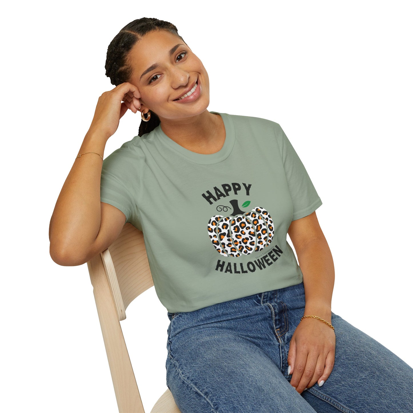 Cheetah Chic Pumpkin Patch Unisex Softstyle Crewneck T-Shirt