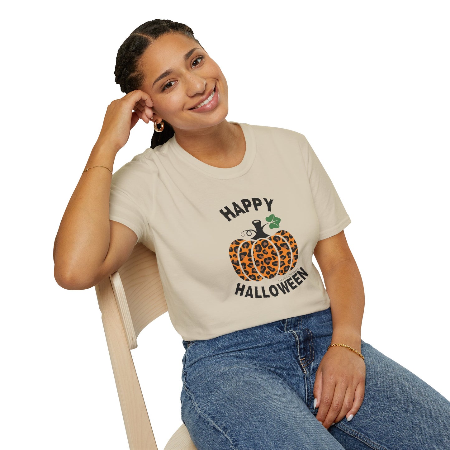Cheetah Chic Pumpkin Patch Unisex Softstyle Crewneck T-Shirt