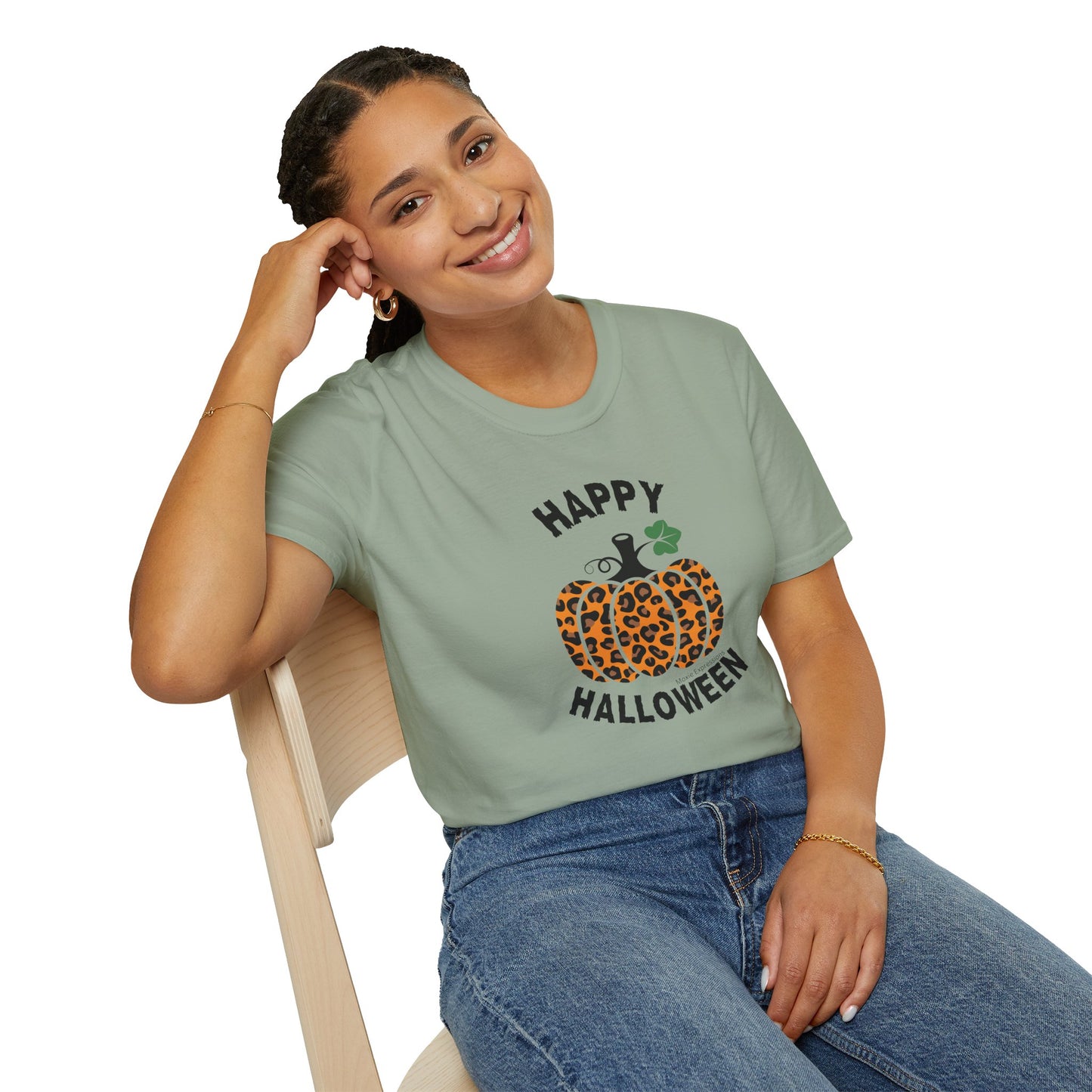 Cheetah Chic Pumpkin Patch Unisex Softstyle Crewneck T-Shirt