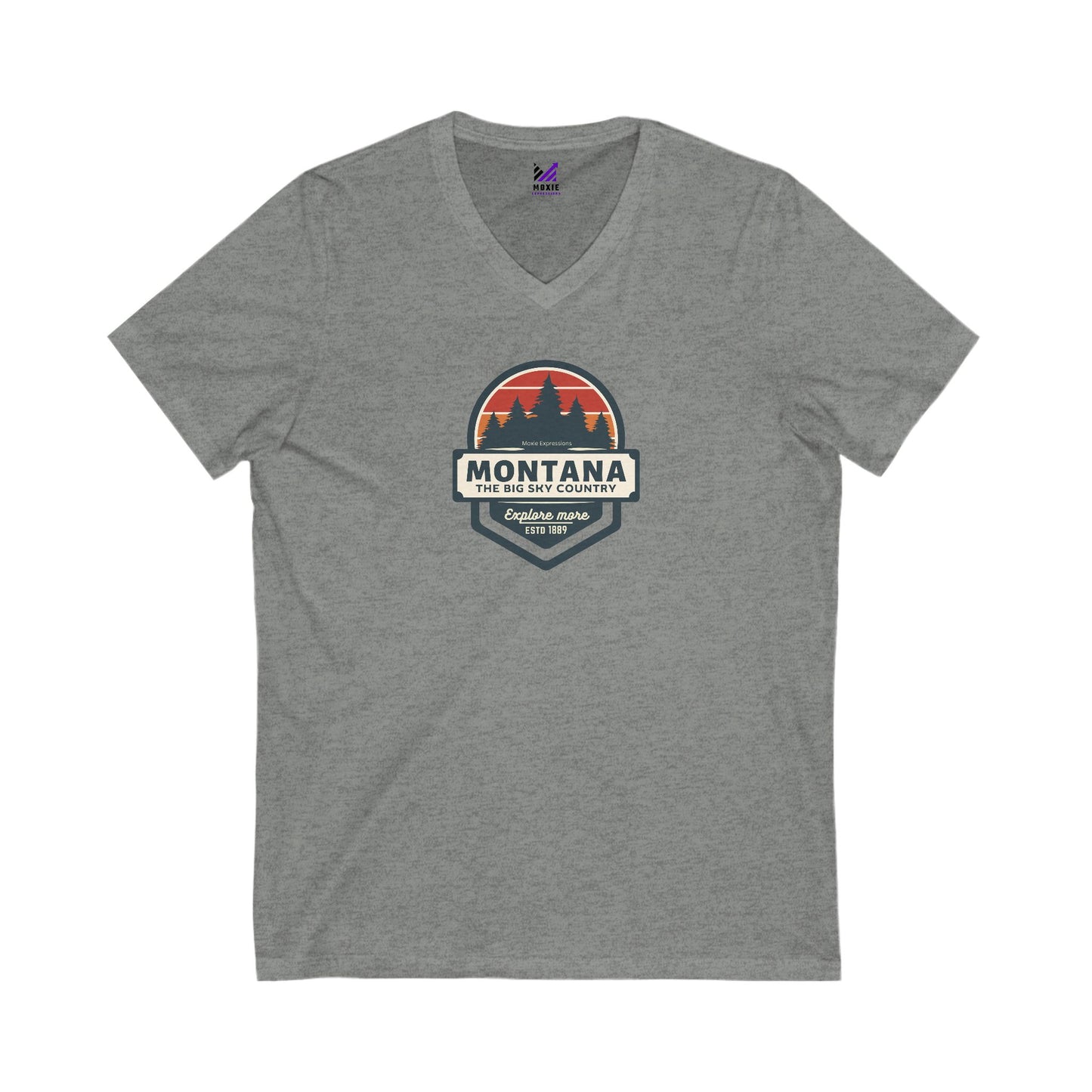 Montana Big Sky "Explore More" Unisex Jersey Short Sleeve V-Neck Tee