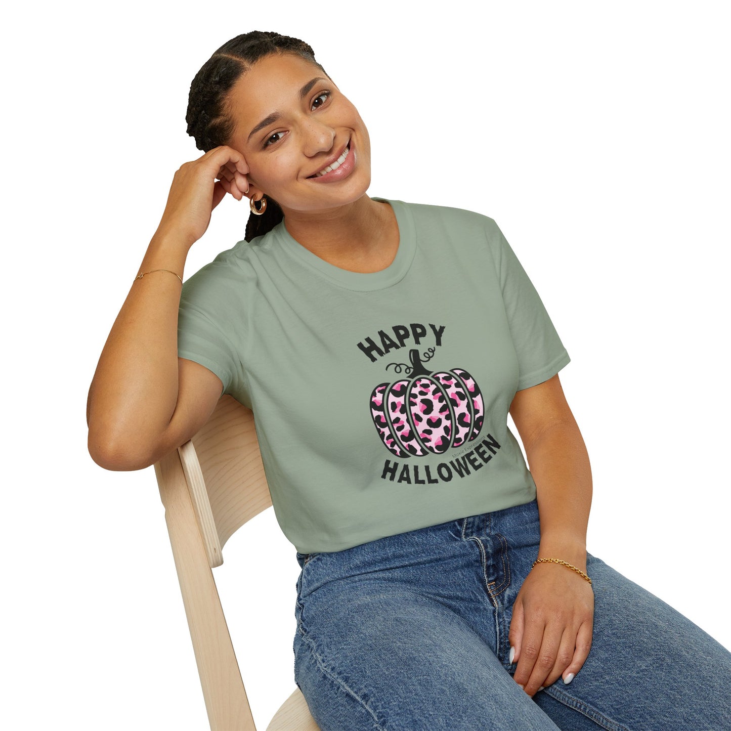 Sassy Pink Pumpkin Patch Unisex Softstyle Crewneck T-Shirt