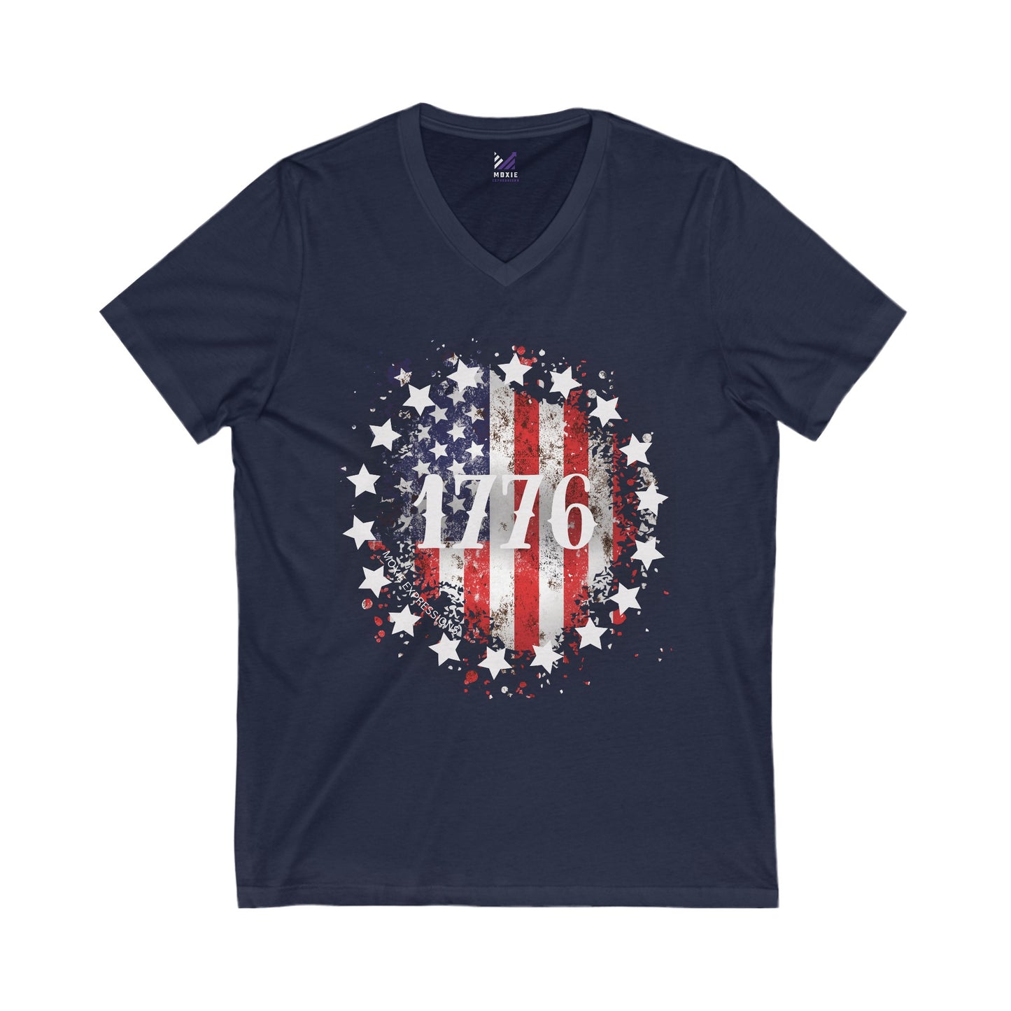 1776 Unisex Jersey Short Sleeve V-Neck Tee