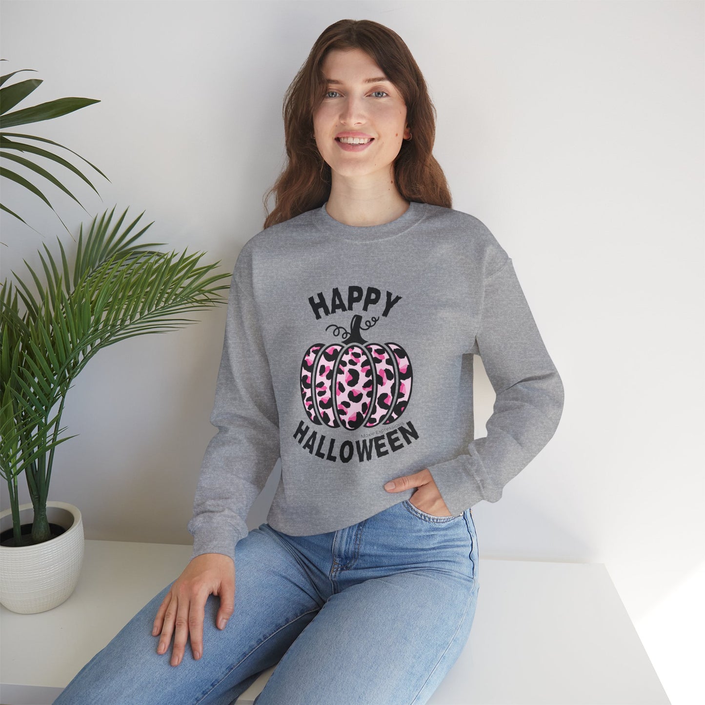 Sassy Pink Pumpkin Patch Unisex Crewneck Sweatshirt