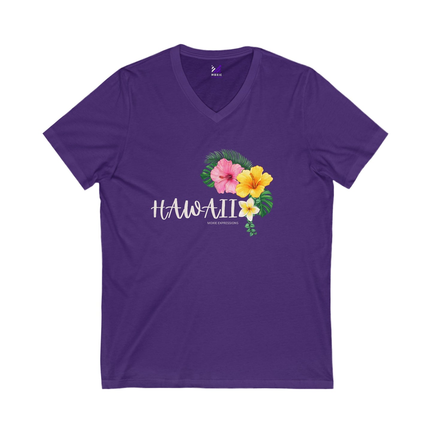 Hibiscus Harmony Unisex Jersey Short Sleeve V-Neck Tee