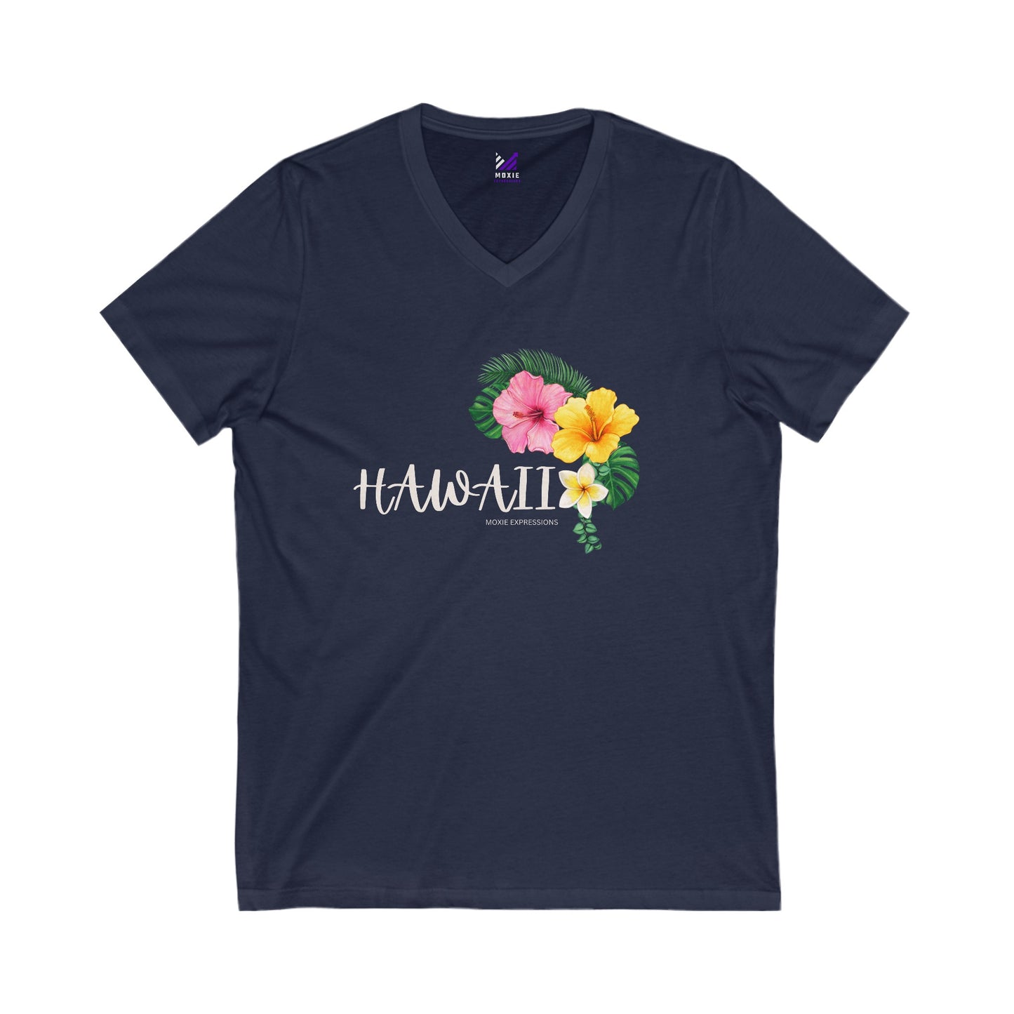 Hibiscus Harmony Unisex Jersey Short Sleeve V-Neck Tee