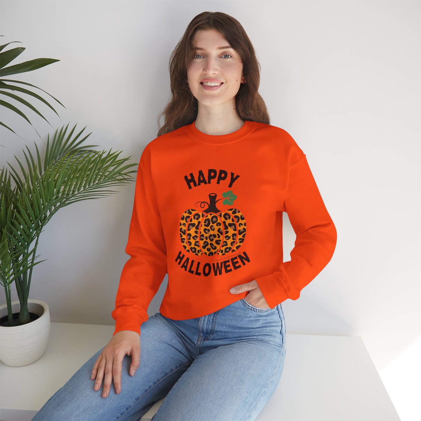 Cheetah Chic Pumpkin Patch Unisex Crewneck Sweatshirt