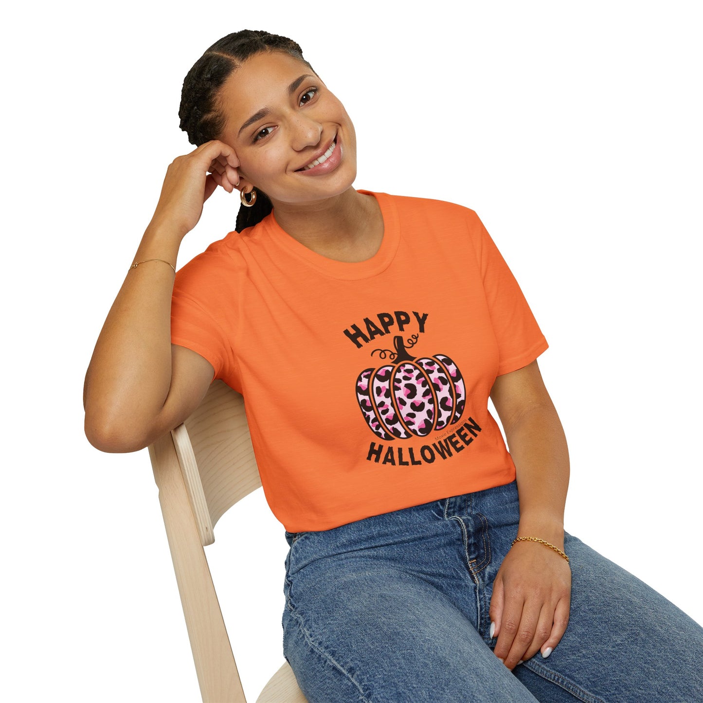 Sassy Pink Pumpkin Patch Unisex Softstyle Crewneck T-Shirt