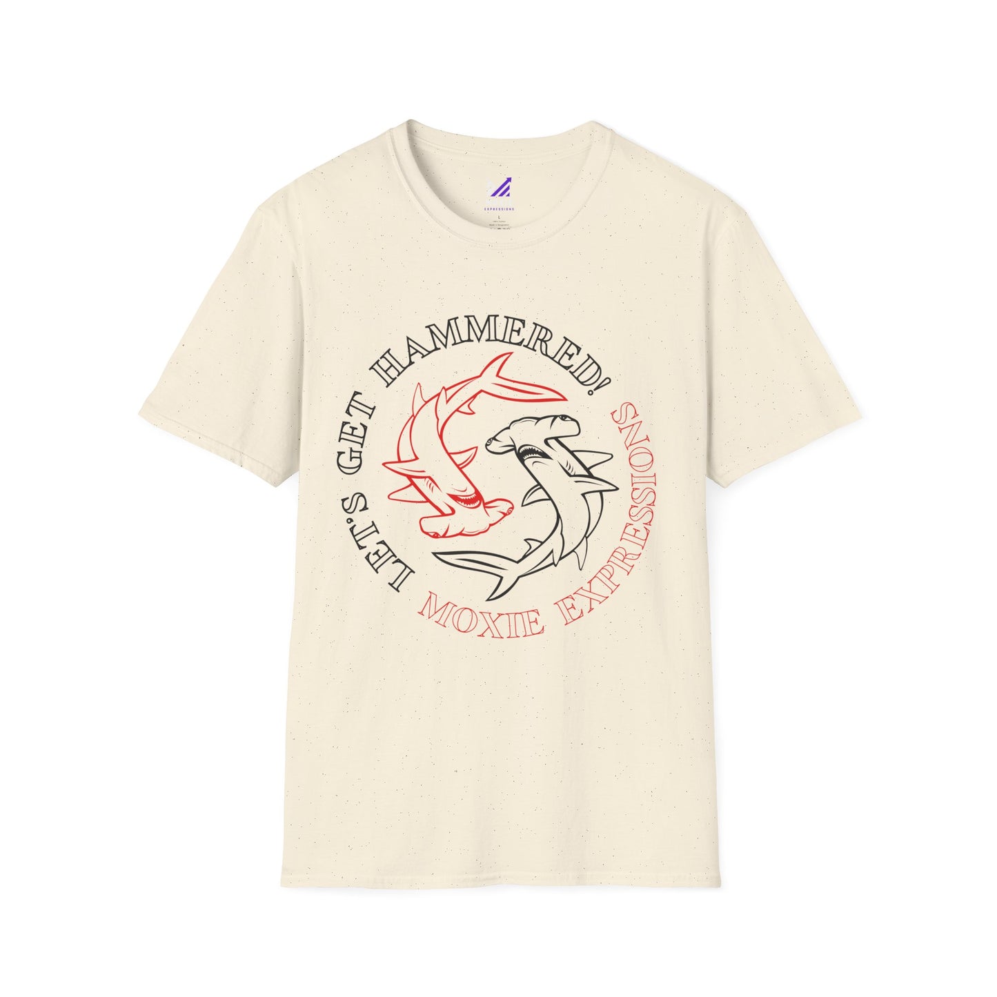 Let's Get Hammered Unisex Softstyle Crewneck T-Shirt - Fun Shark Design for Beach Lovers