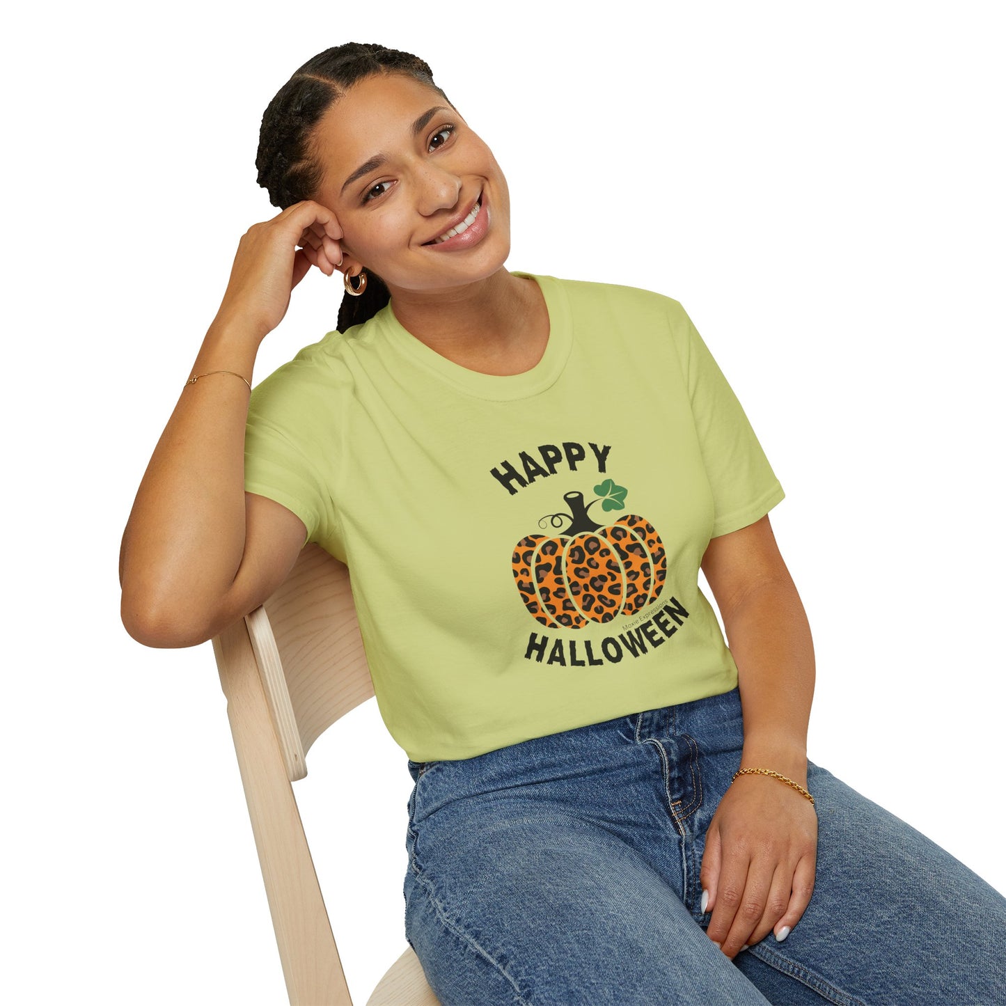 Cheetah Chic Pumpkin Patch Unisex Softstyle Crewneck T-Shirt