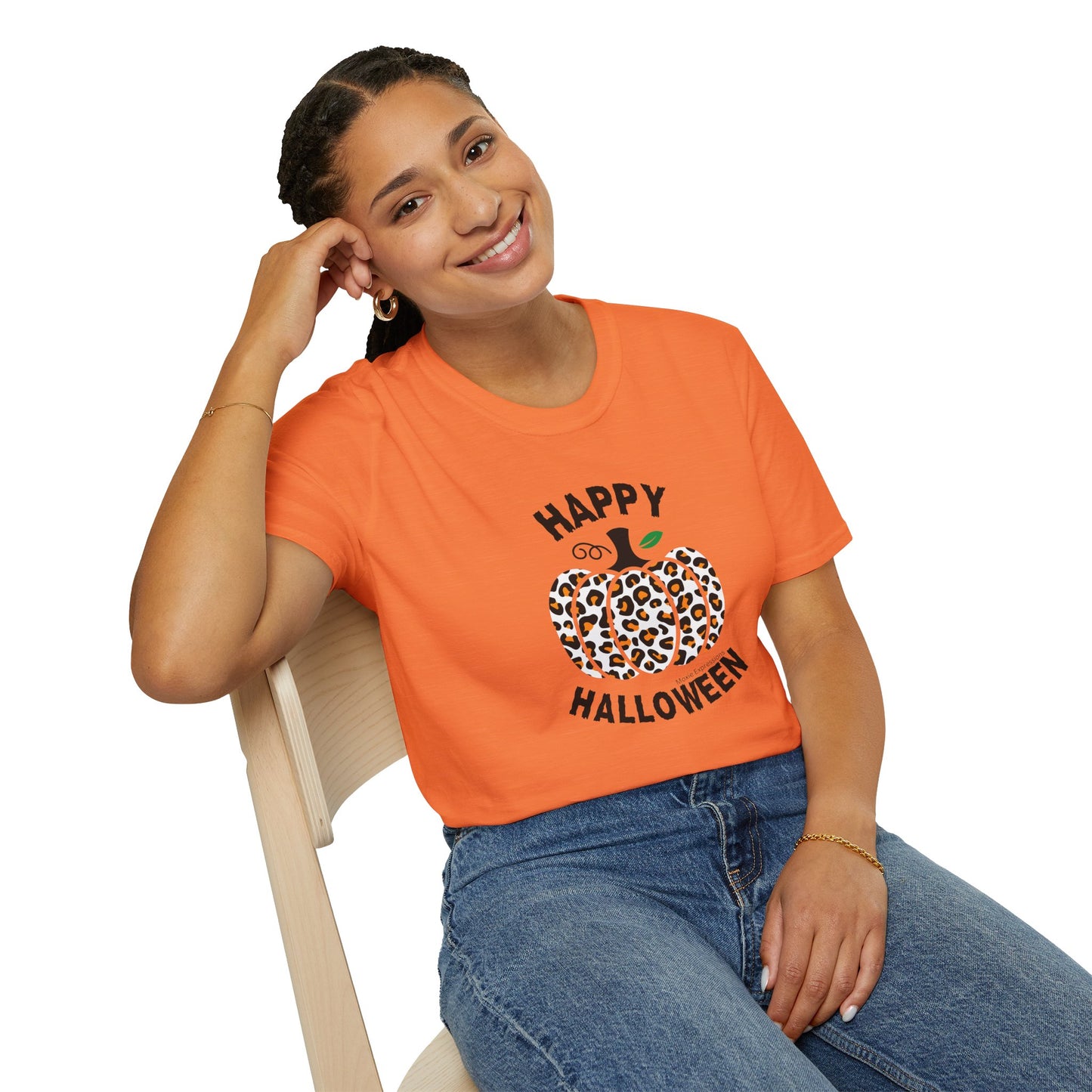 Cheetah Chic Pumpkin Patch Unisex Softstyle Crewneck T-Shirt