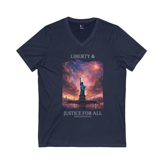 Liberty's Radiance Unisex Jersey Short Sleeve V-Neck Tee
