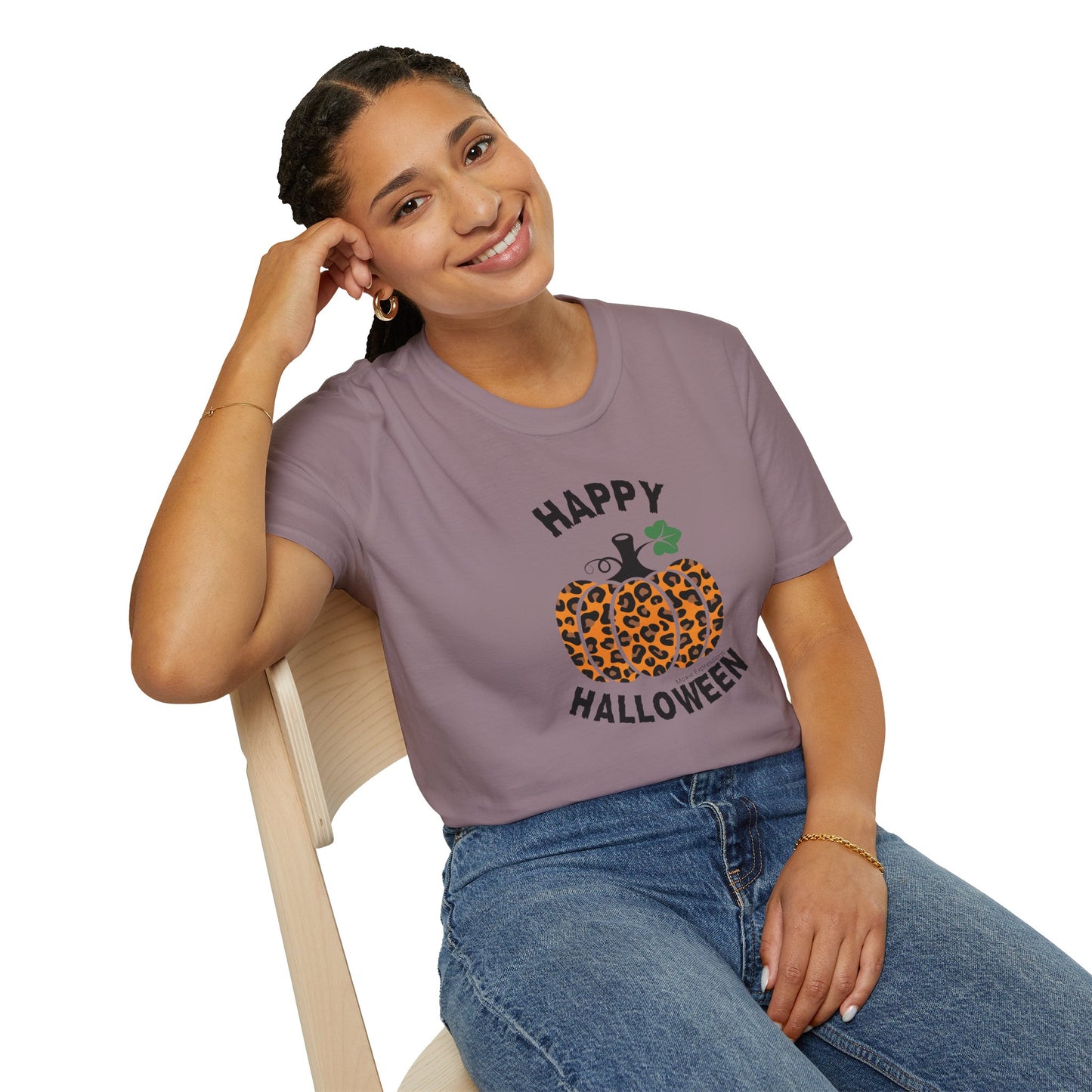 Cheetah Chic Pumpkin Patch Unisex Softstyle Crewneck T-Shirt