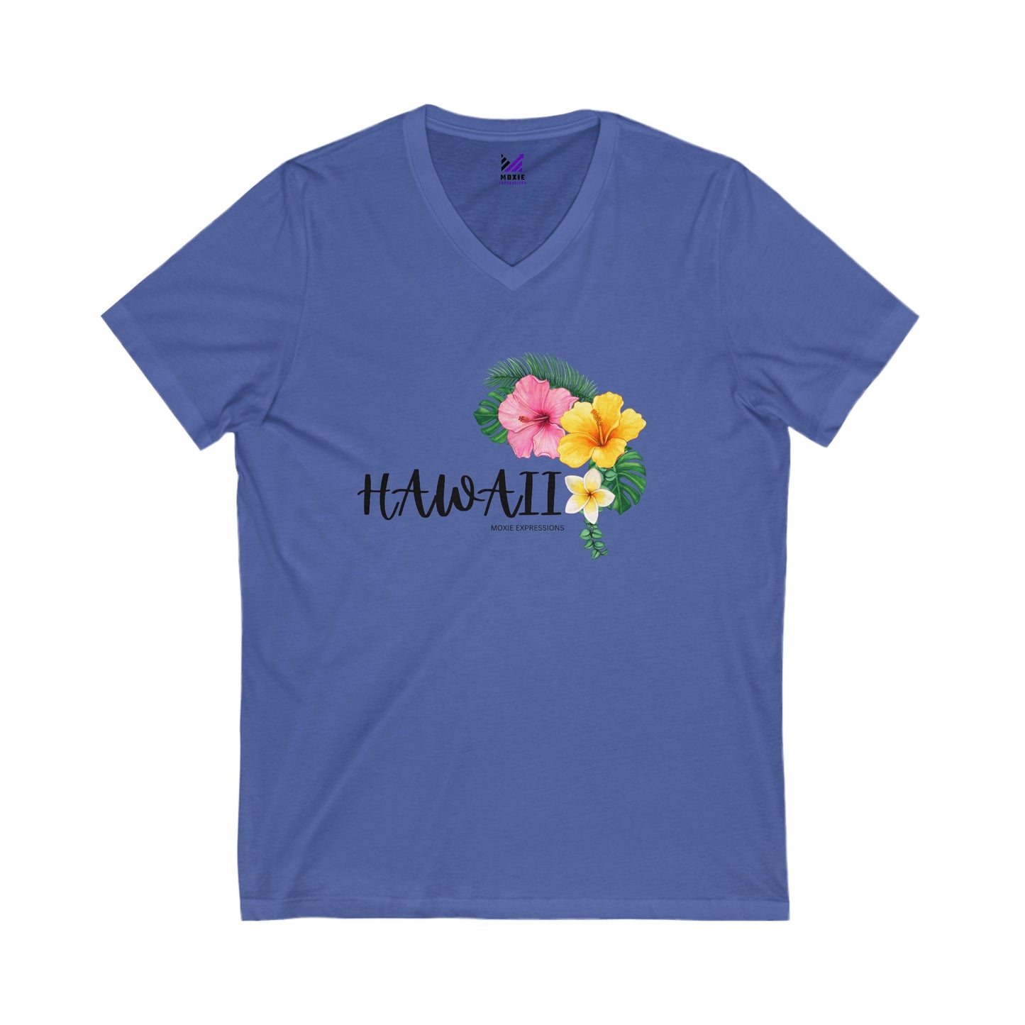 Hibiscus Harmony Unisex Jersey Short Sleeve V-Neck Tee