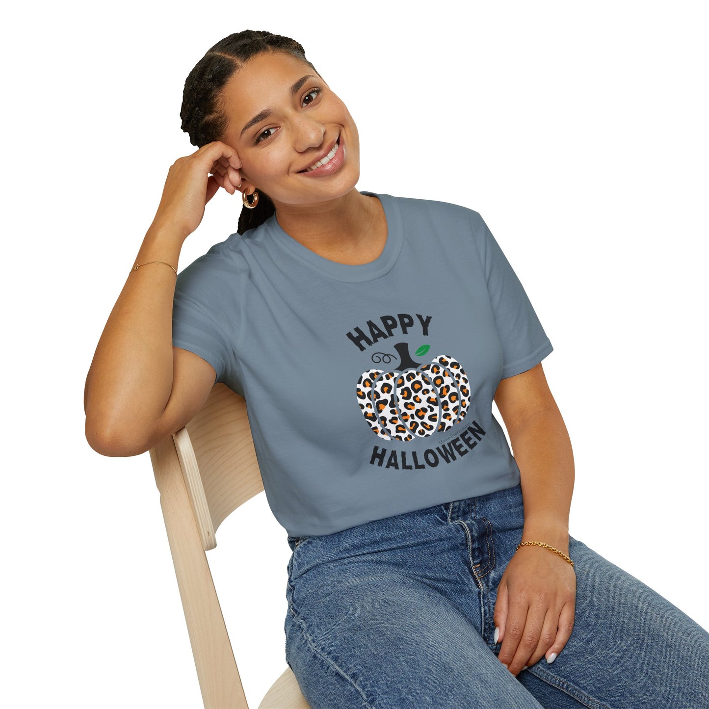 Cheetah Chic Pumpkin Patch Unisex Softstyle Crewneck T-Shirt