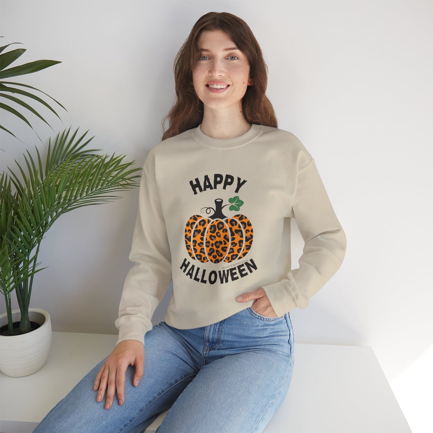 Cheetah Chic Pumpkin Patch Unisex Crewneck Sweatshirt