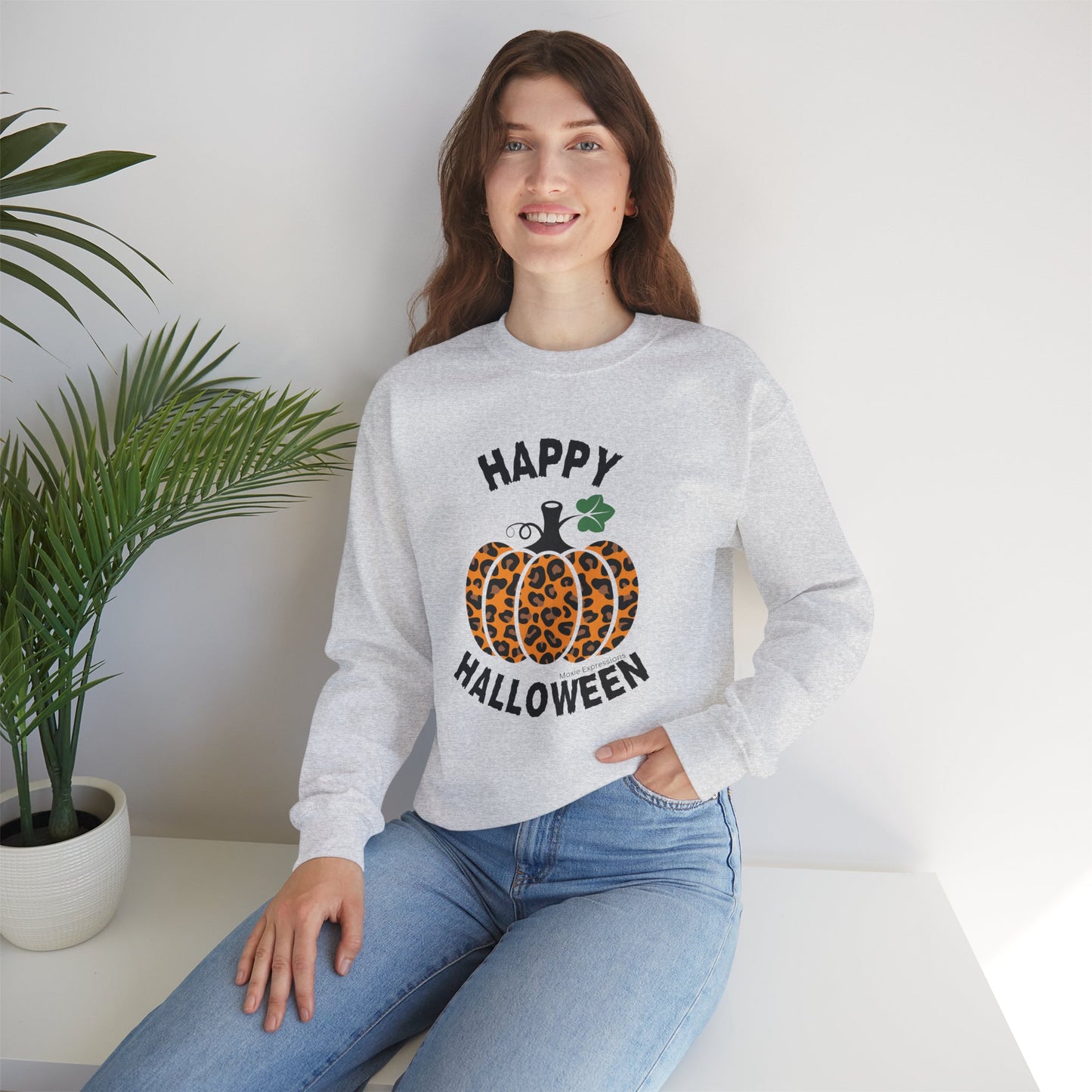 Cheetah Chic Pumpkin Patch Unisex Crewneck Sweatshirt