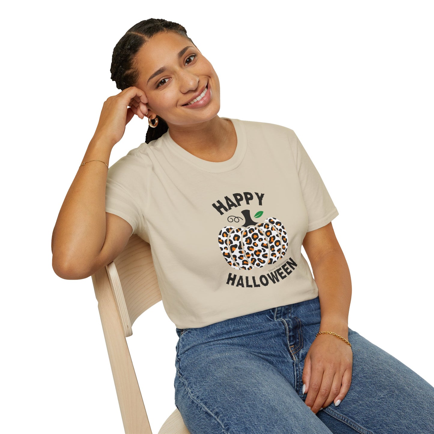 Cheetah Chic Pumpkin Patch Unisex Softstyle Crewneck T-Shirt