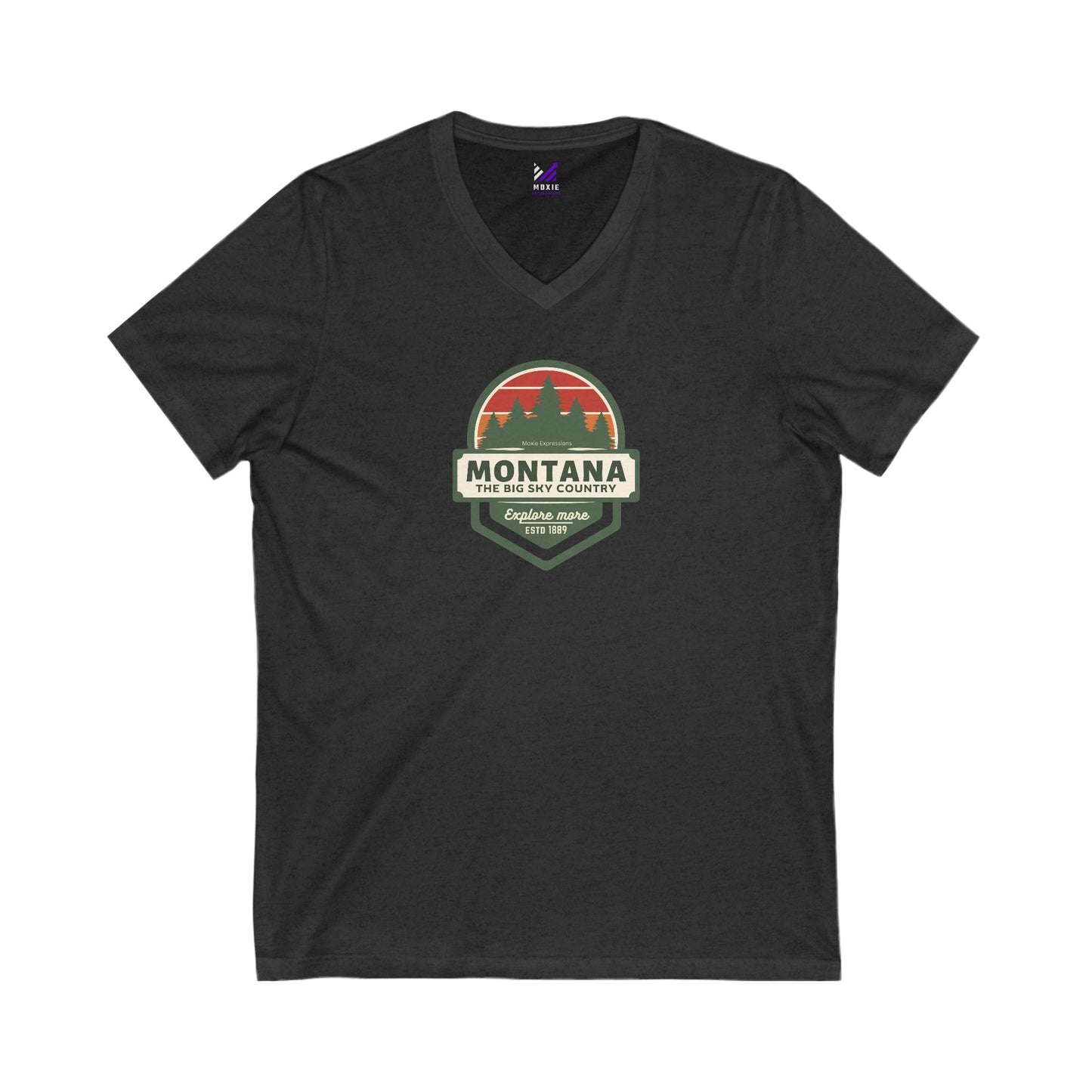Montana Big Sky "Explore More" Unisex Jersey Short Sleeve V-Neck Tee