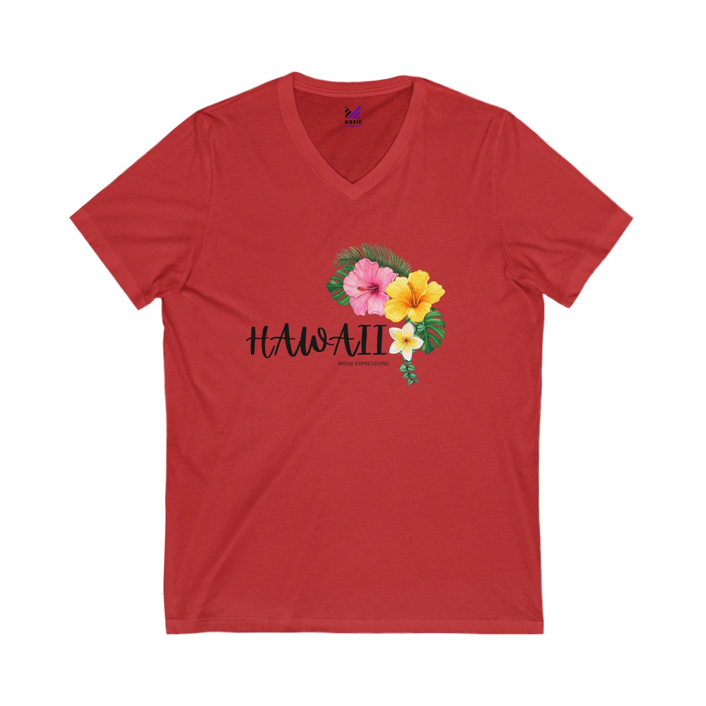Hibiscus Harmony Unisex Jersey Short Sleeve V-Neck Tee