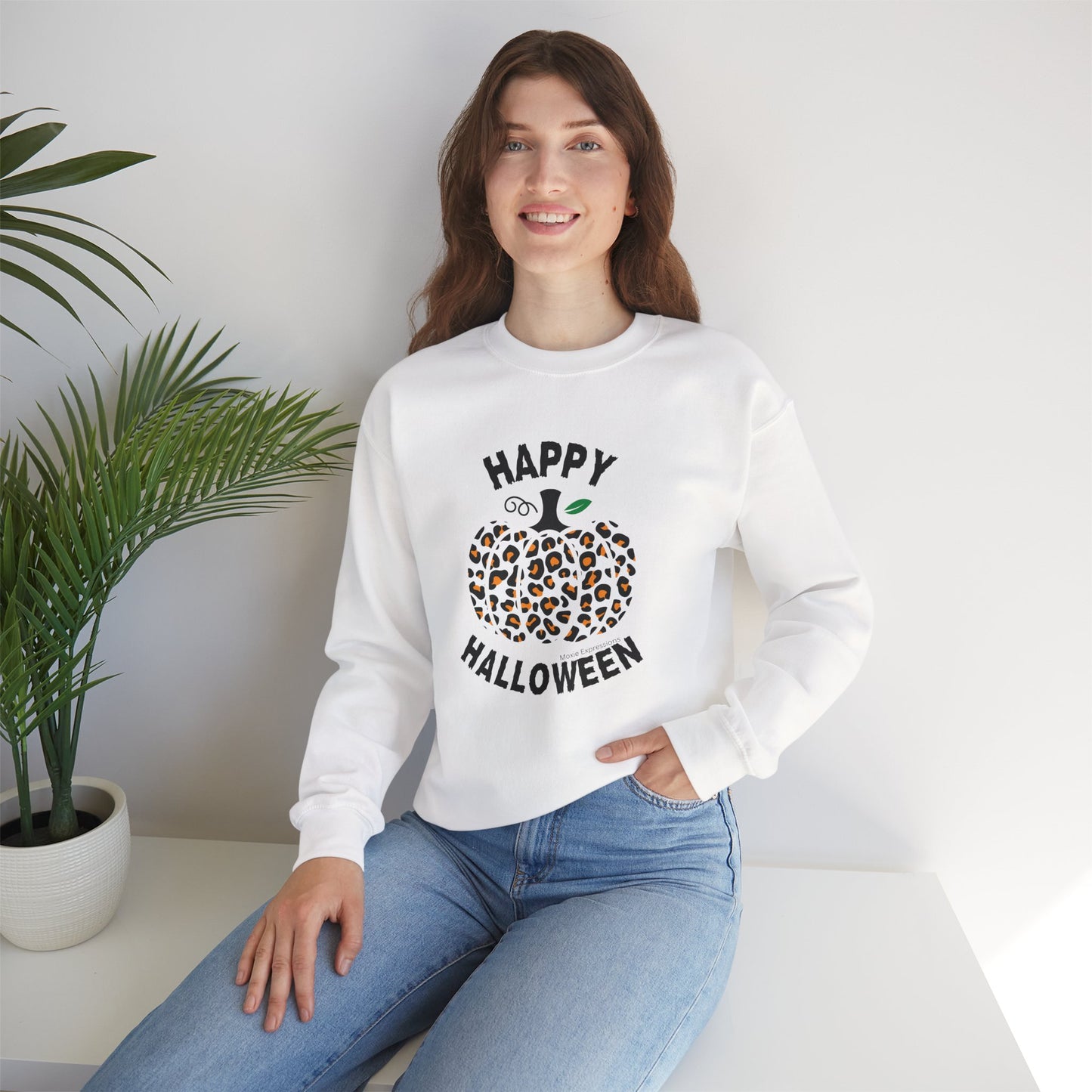Cheetah Chic Pumpkin Patch Unisex Crewneck Sweatshirt