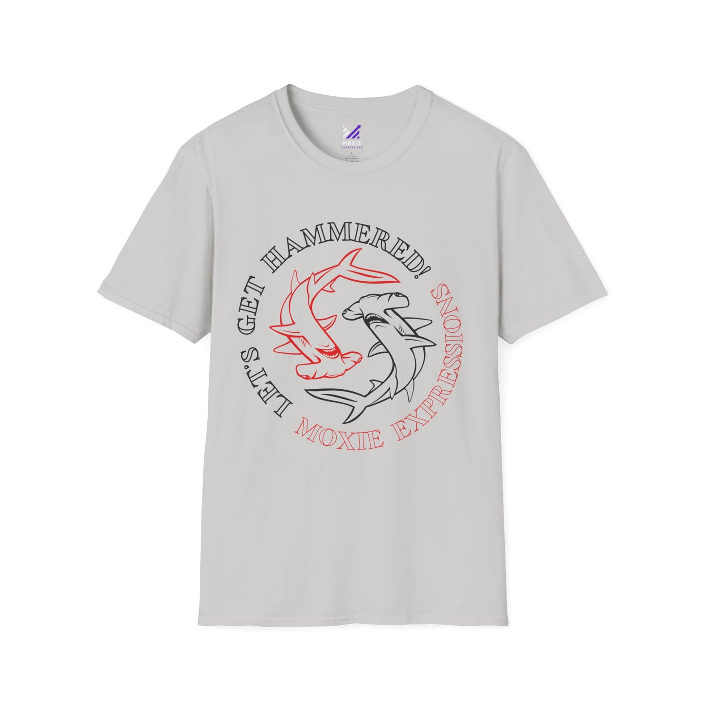 Let's Get Hammered Unisex Softstyle Crewneck T-Shirt - Fun Shark Design for Beach Lovers