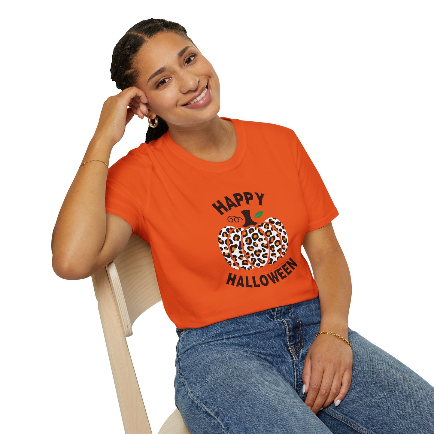 Cheetah Chic Pumpkin Patch Unisex Softstyle Crewneck T-Shirt