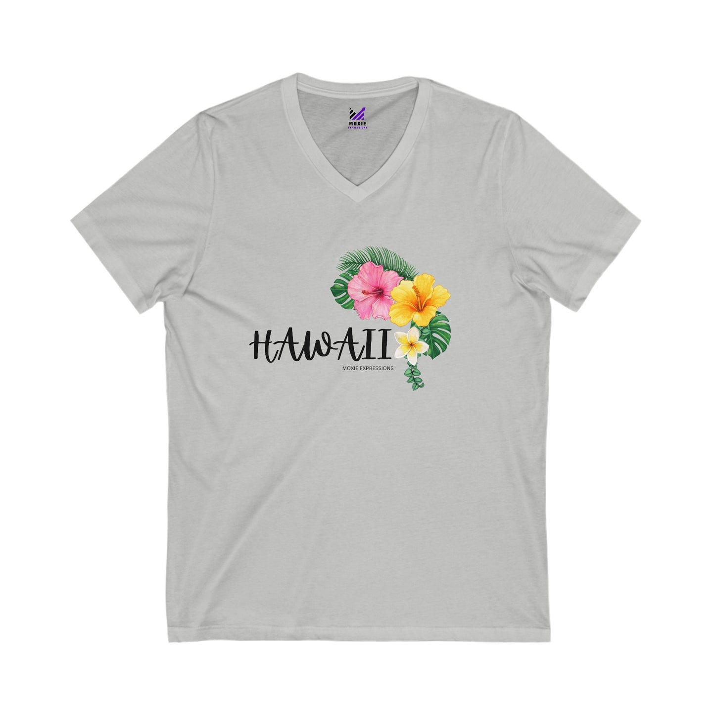 Hibiscus Harmony Unisex Jersey Short Sleeve V-Neck Tee