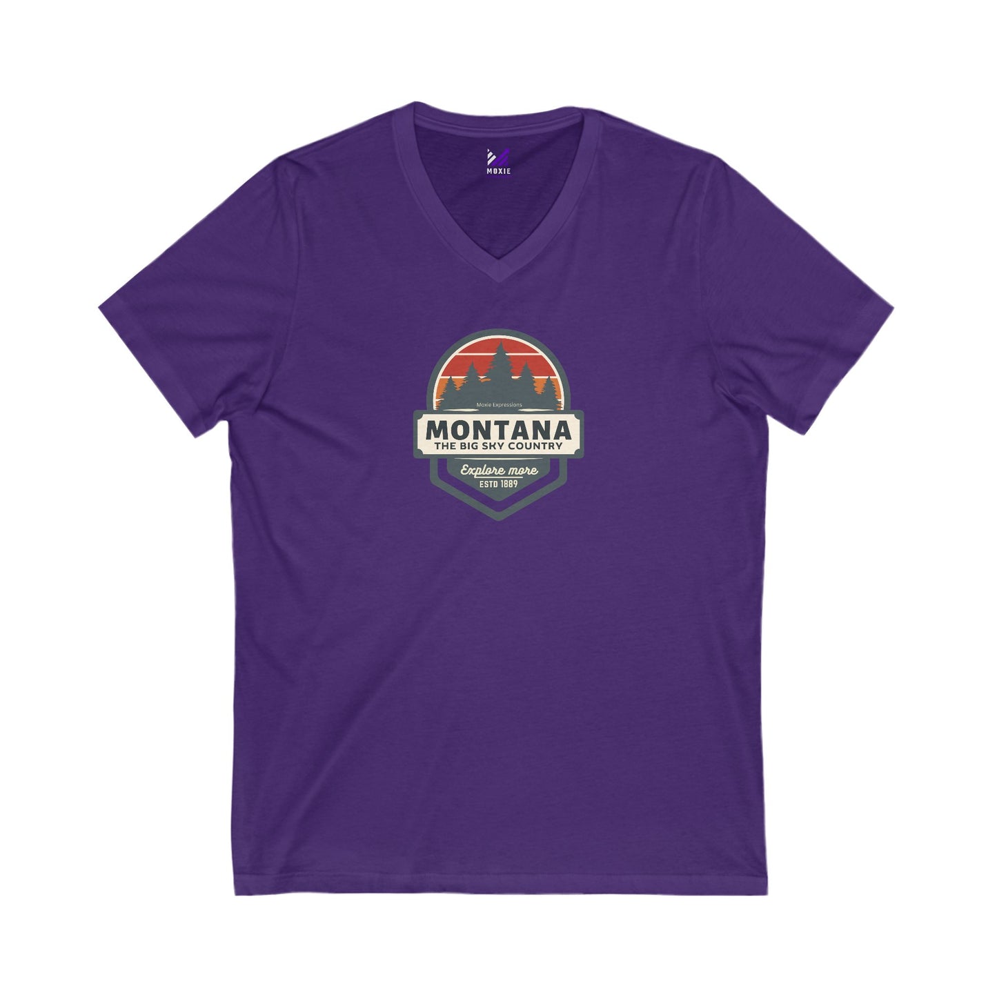 Montana Big Sky "Explore More" Unisex Jersey Short Sleeve V-Neck Tee