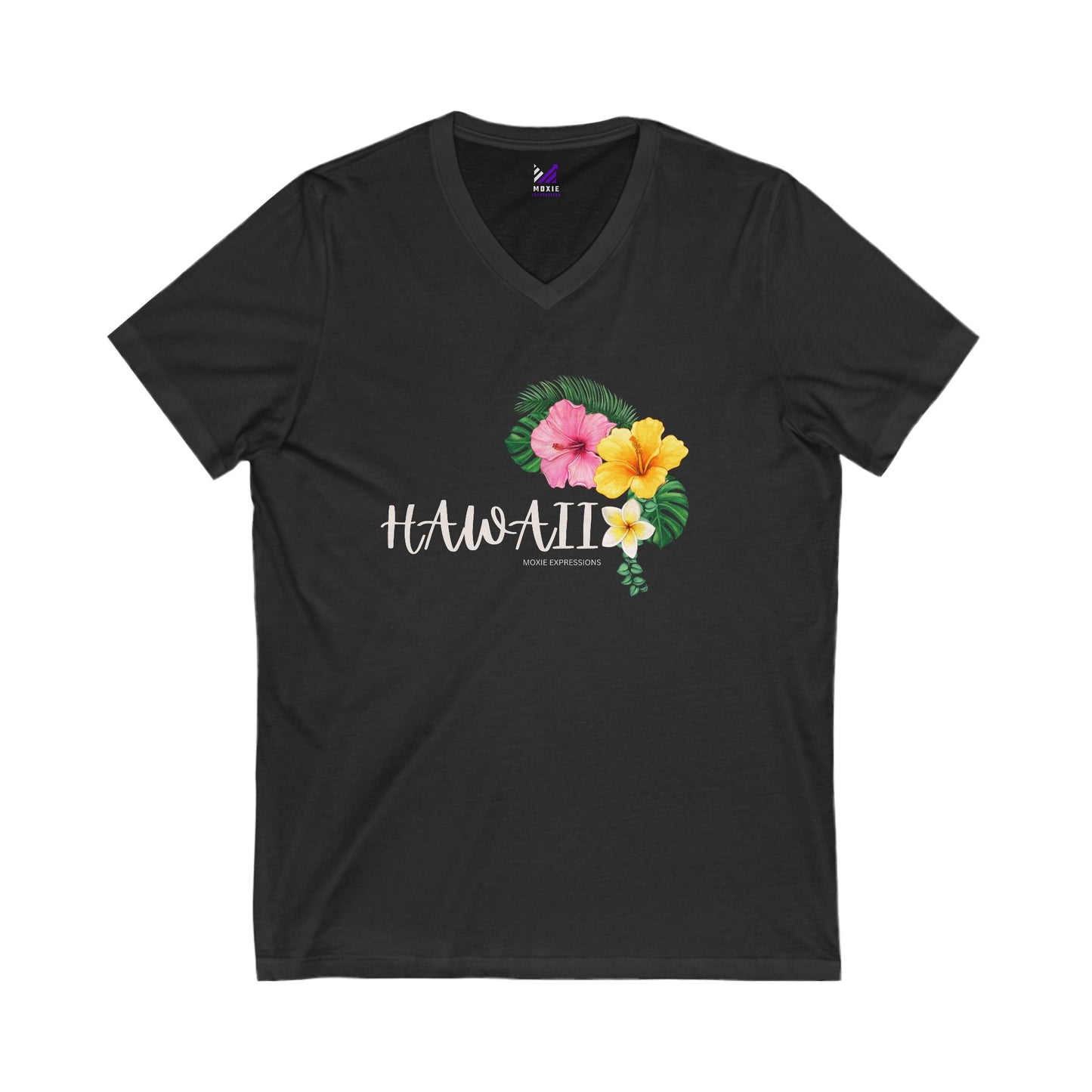 Hibiscus Harmony Unisex Jersey Short Sleeve V-Neck Tee