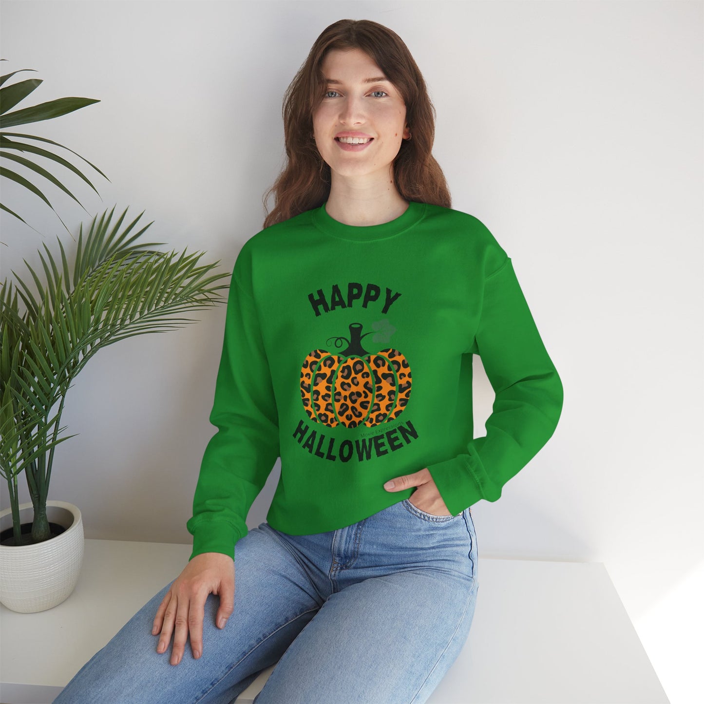 Cheetah Chic Pumpkin Patch Unisex Crewneck Sweatshirt