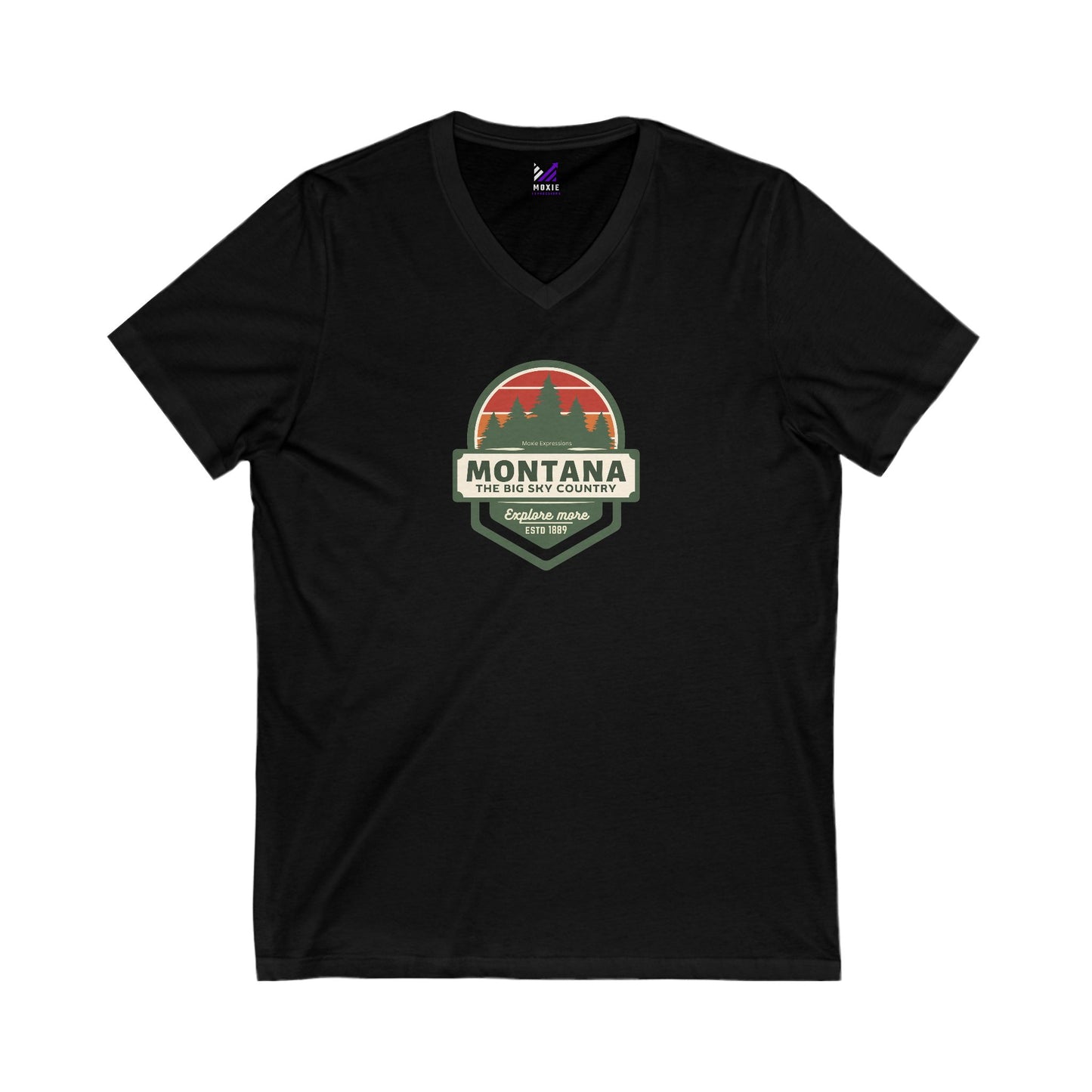 Montana Big Sky "Explore More" Unisex Jersey Short Sleeve V-Neck Tee