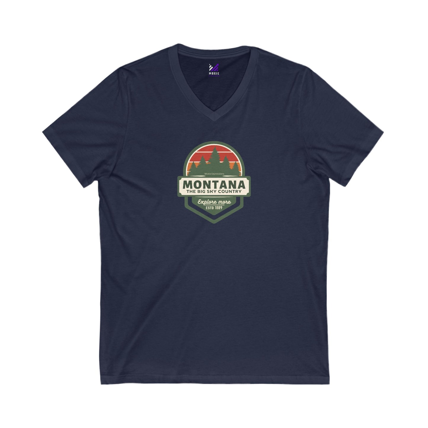Montana Big Sky "Explore More" Unisex Jersey Short Sleeve V-Neck Tee