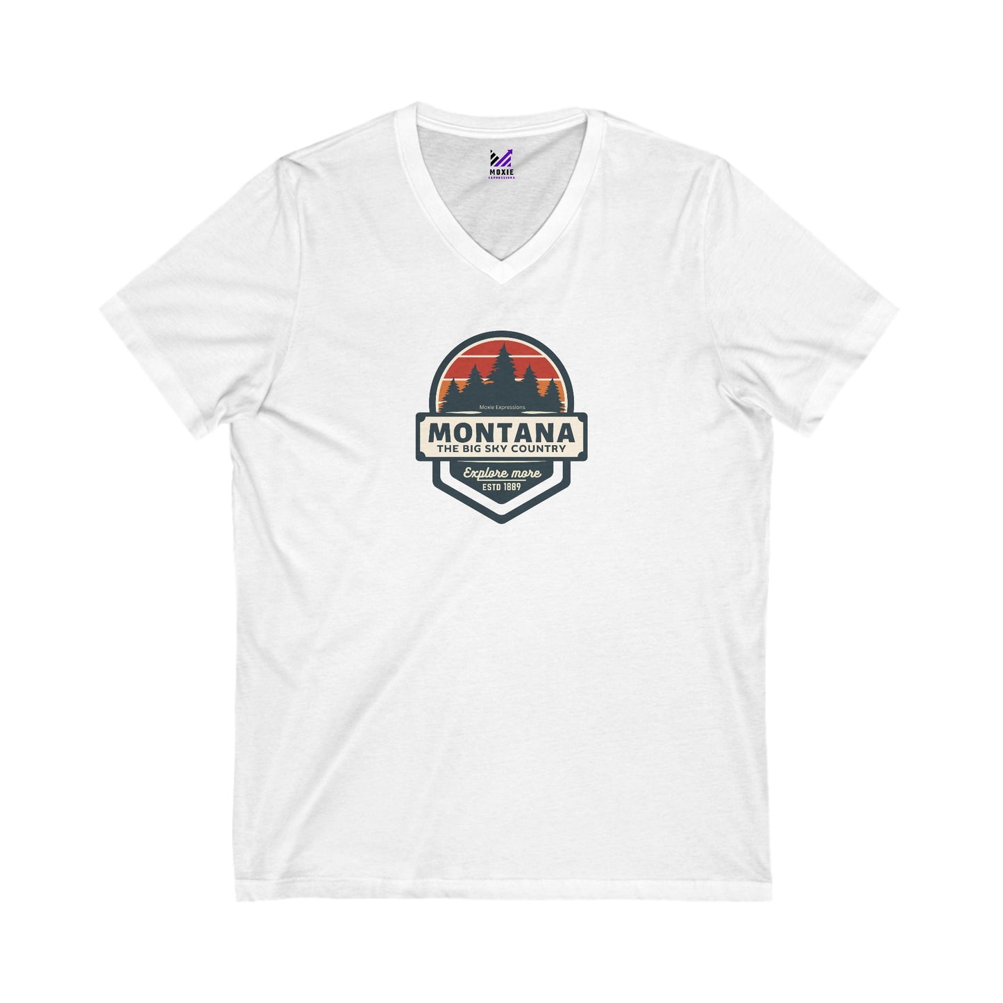 Montana Big Sky "Explore More" Unisex Jersey Short Sleeve V-Neck Tee