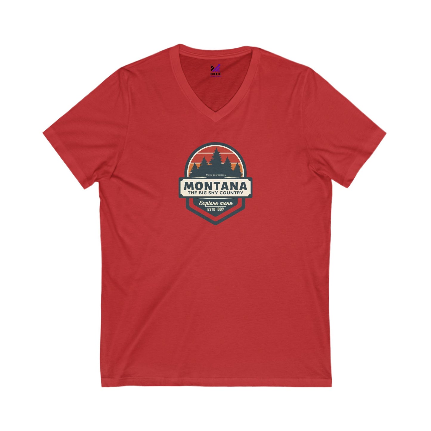 Montana Big Sky "Explore More" Unisex Jersey Short Sleeve V-Neck Tee