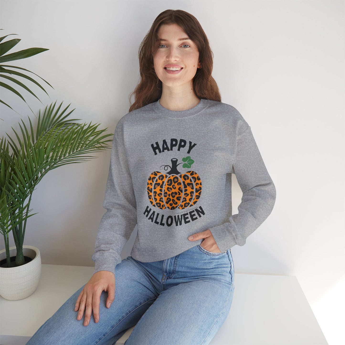 Cheetah Chic Pumpkin Patch Unisex Crewneck Sweatshirt