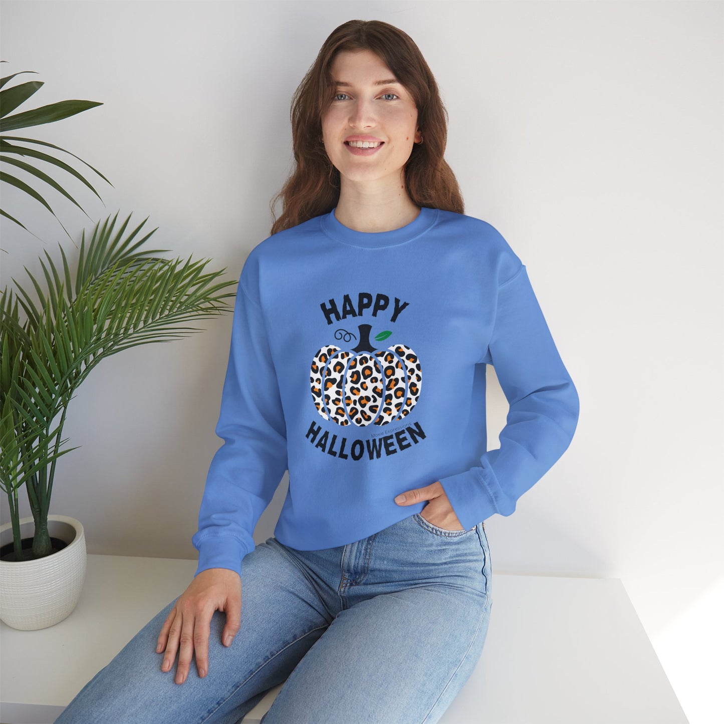 Cheetah Chic Pumpkin Patch Unisex Crewneck Sweatshirt