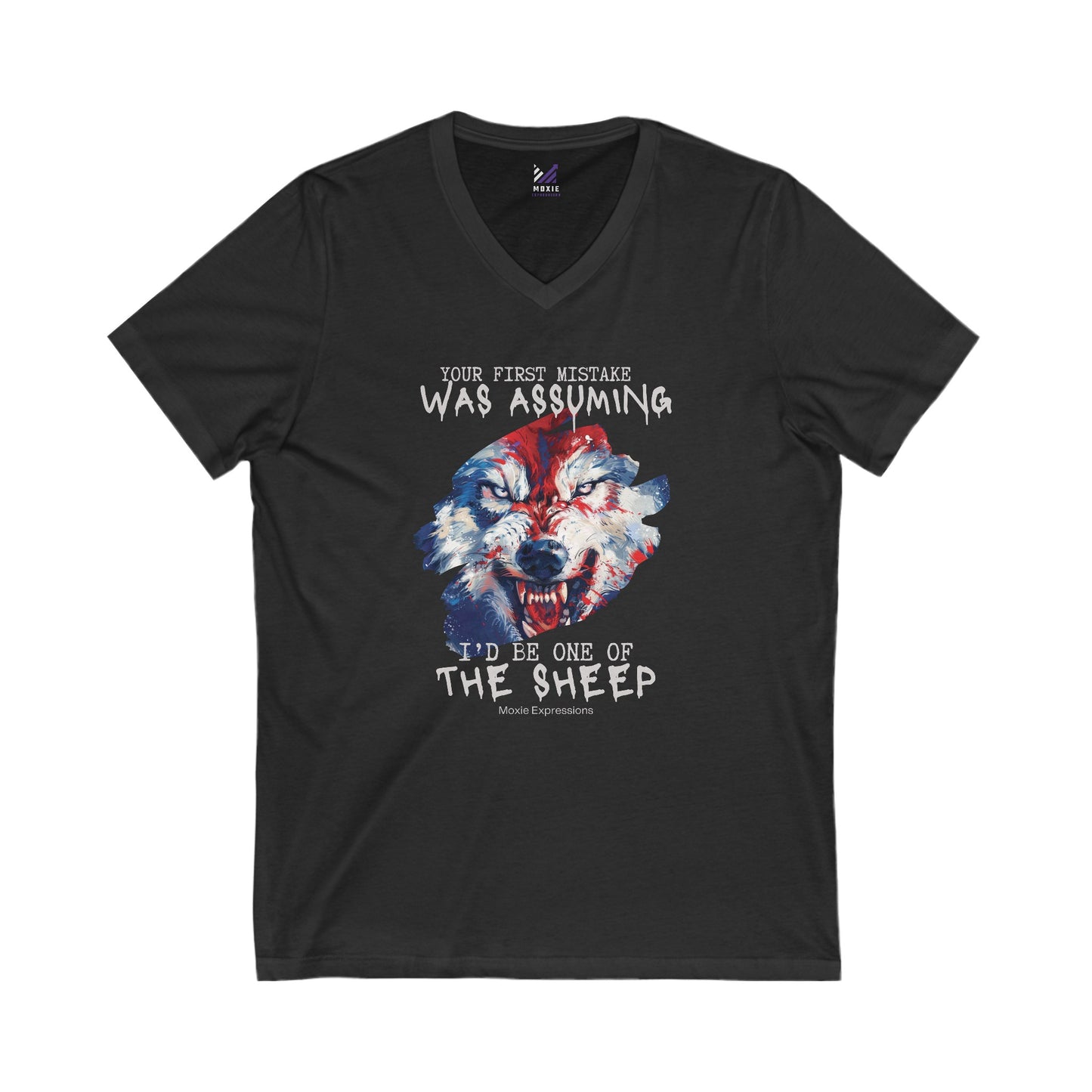 Wolf’s Vigilance Unisex Jersey Short Sleeve V-Neck Tee