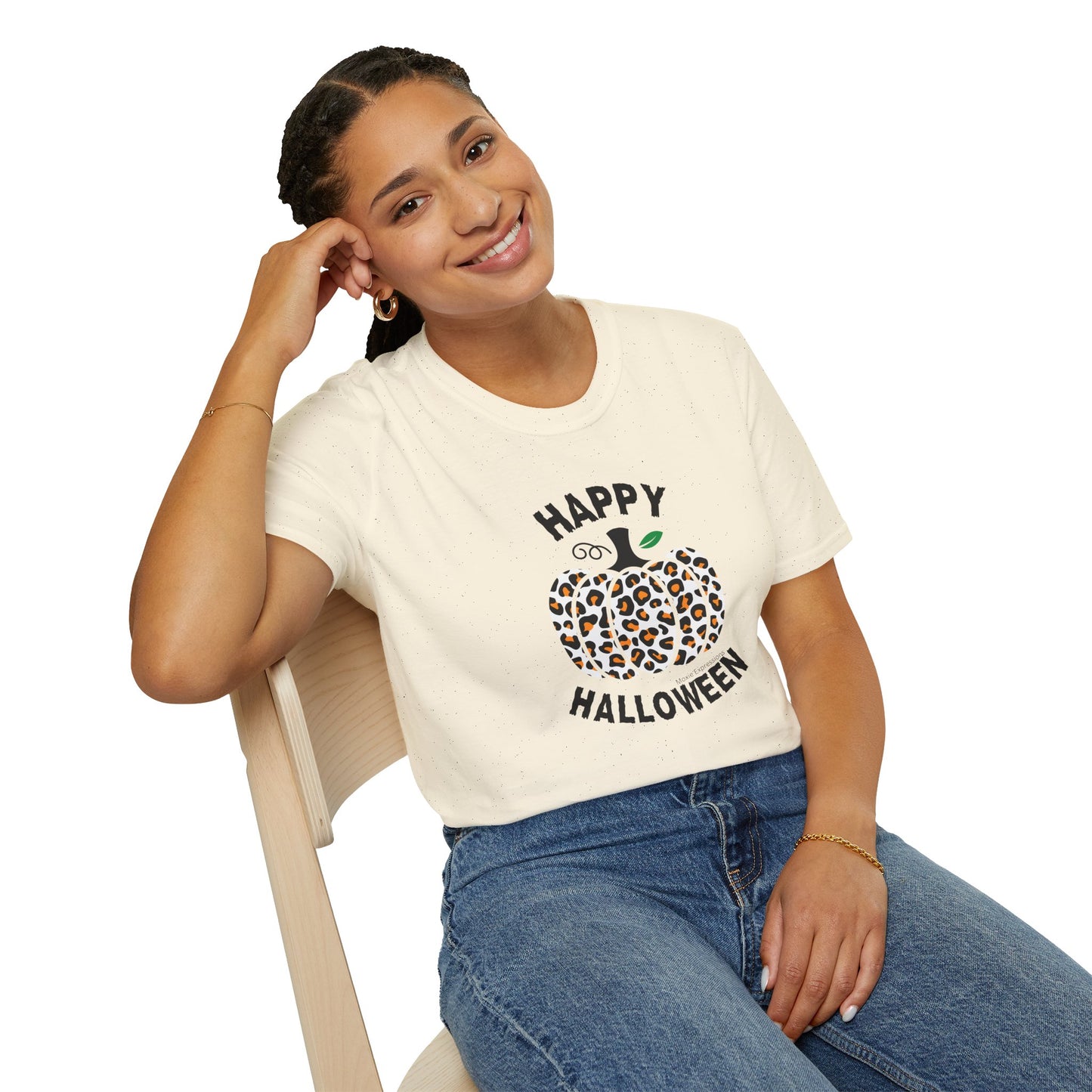 Cheetah Chic Pumpkin Patch Unisex Softstyle Crewneck T-Shirt