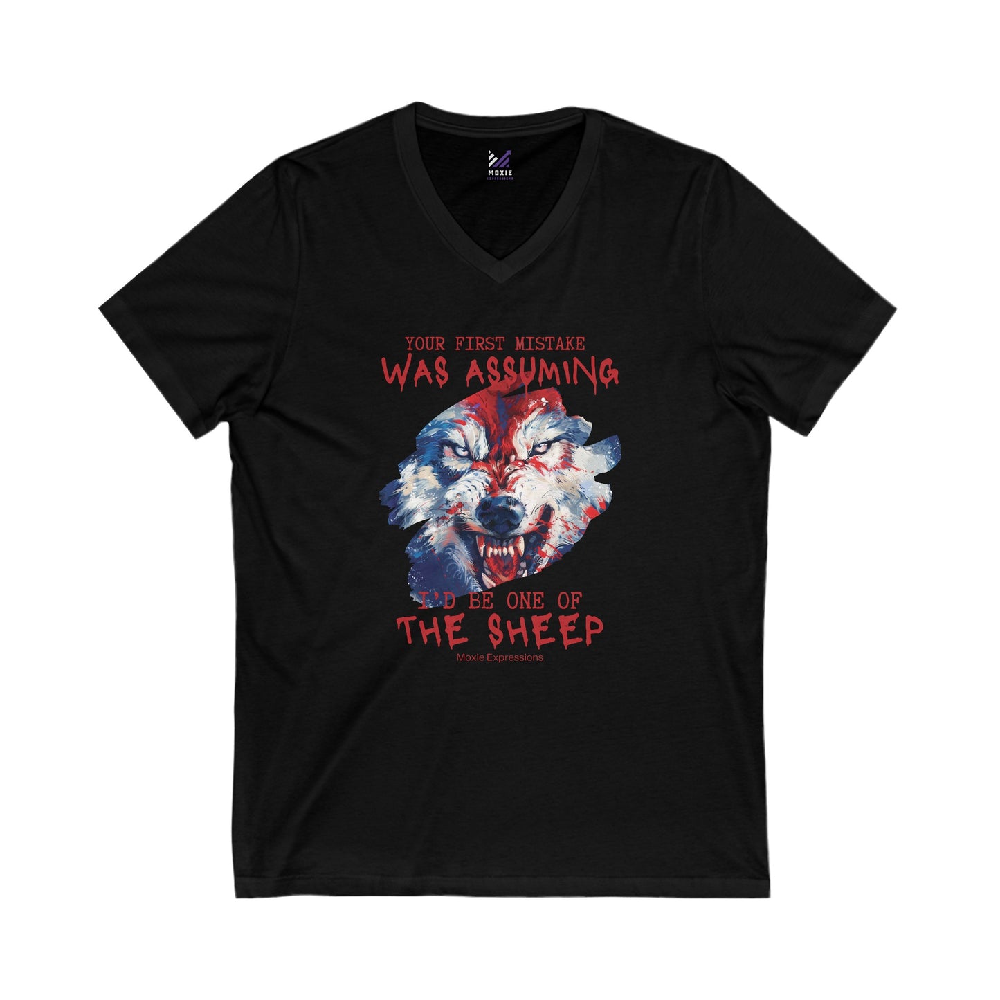 Wolf’s Vigilance Unisex Jersey Short Sleeve V-Neck Tee