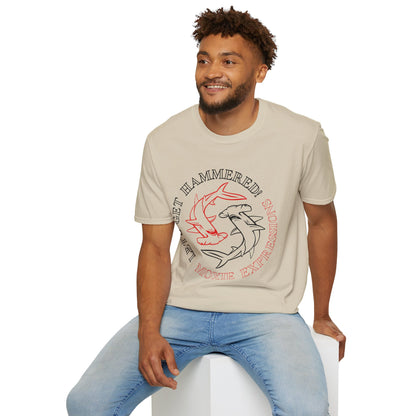 Let's Get Hammered Unisex Softstyle Crewneck T-Shirt - Fun Shark Design for Beach Lovers
