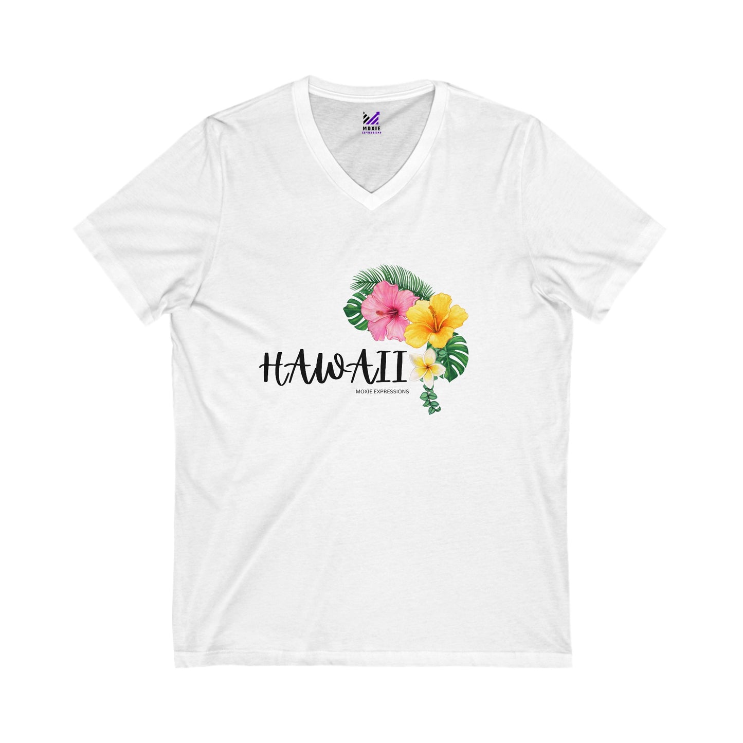 Hibiscus Harmony Unisex Jersey Short Sleeve V-Neck Tee