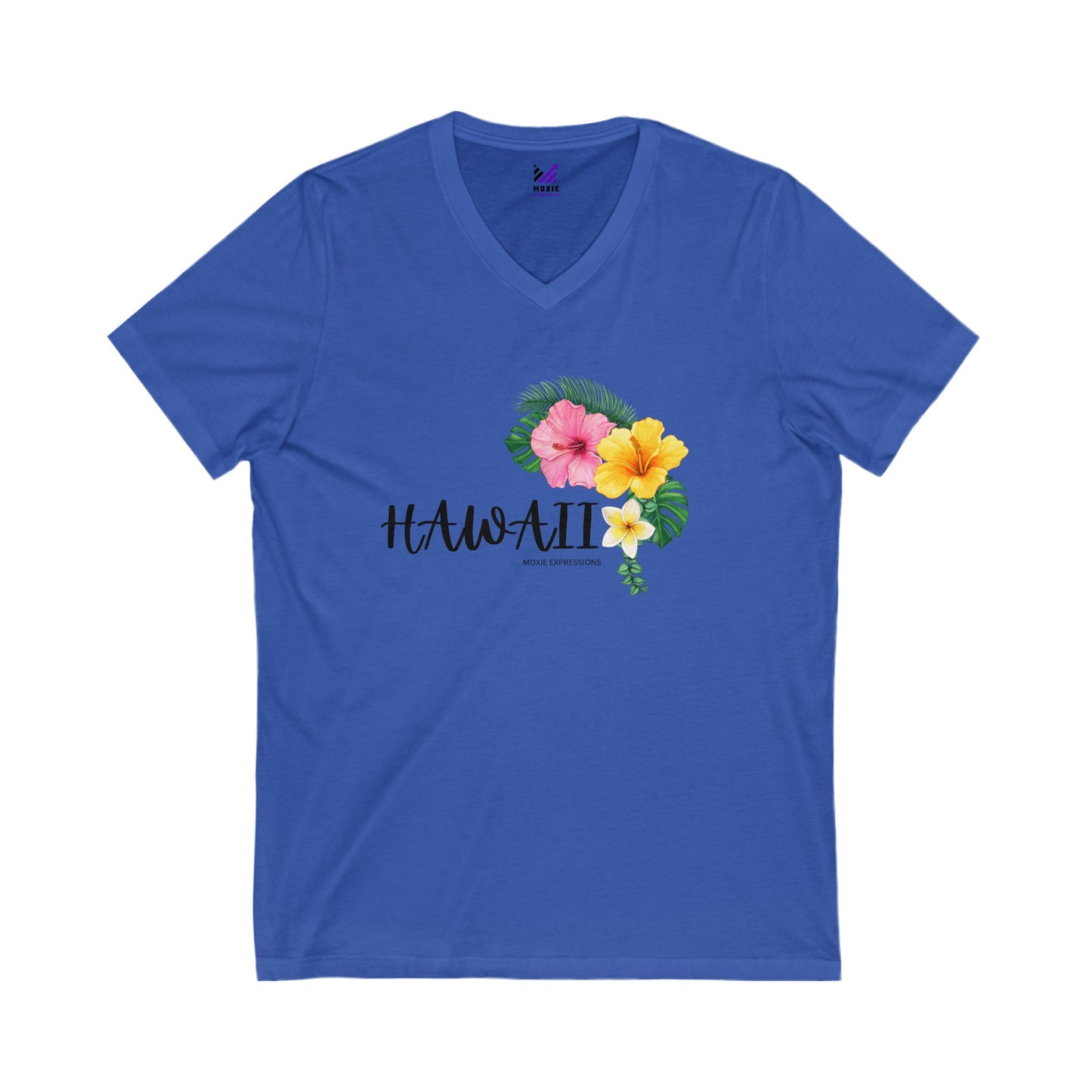 Hibiscus Harmony Unisex Jersey Short Sleeve V-Neck Tee