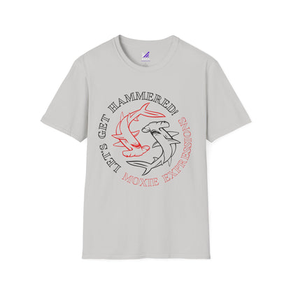 Let's Get Hammered Unisex Softstyle Crewneck T-Shirt - Fun Shark Design for Beach Lovers
