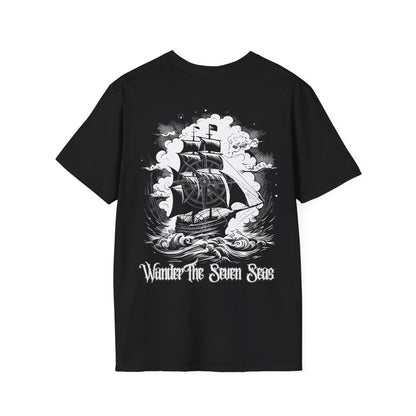 Adventure-Inspired Unisex Softstyle T-Shirt - 'Wander the Seven Seas' Design