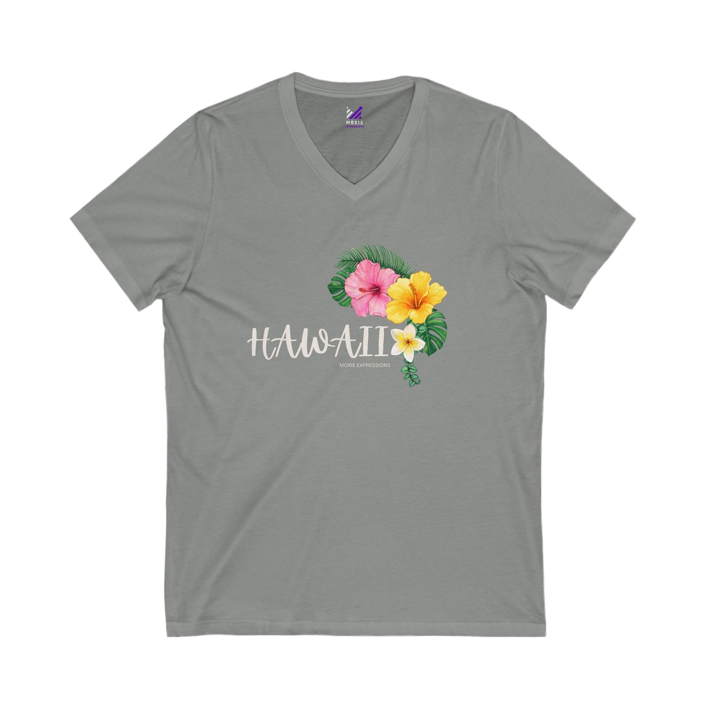 Hibiscus Harmony Unisex Jersey Short Sleeve V-Neck Tee