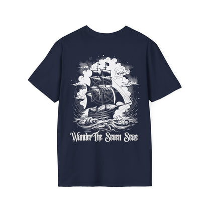 Adventure-Inspired Unisex Softstyle T-Shirt - 'Wander the Seven Seas' Design