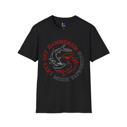 Let's Get Hammered Unisex Softstyle Crewneck T-Shirt - Fun Shark Design for Beach Lovers