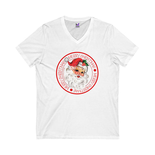 Jolly Santa Unisex Jersey Short Sleeve V-Neck Tee